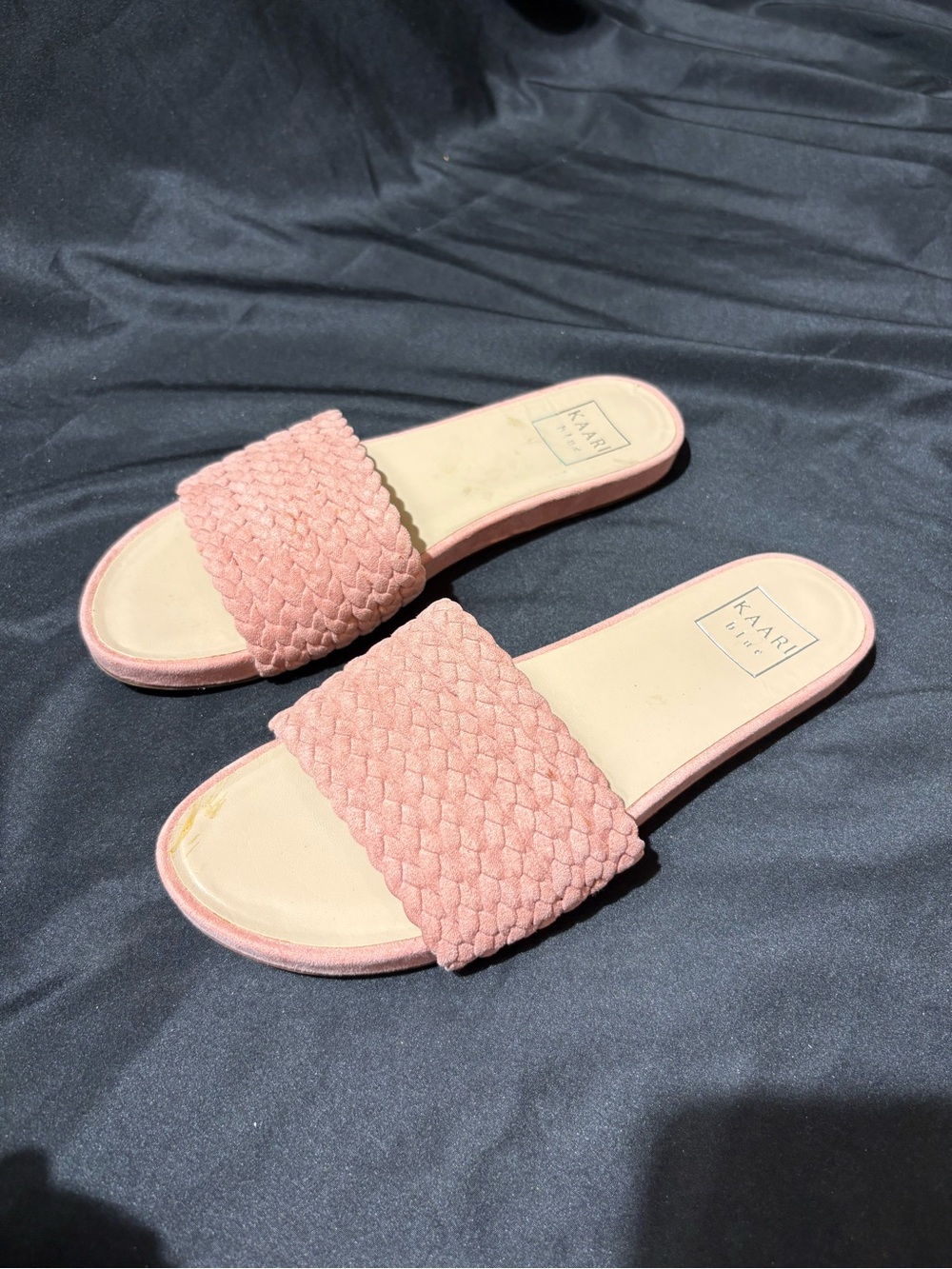 Kaari Blue Blush Braided Slide Sandals